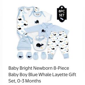 Baby Blue Whale 8-Piece Layette Set